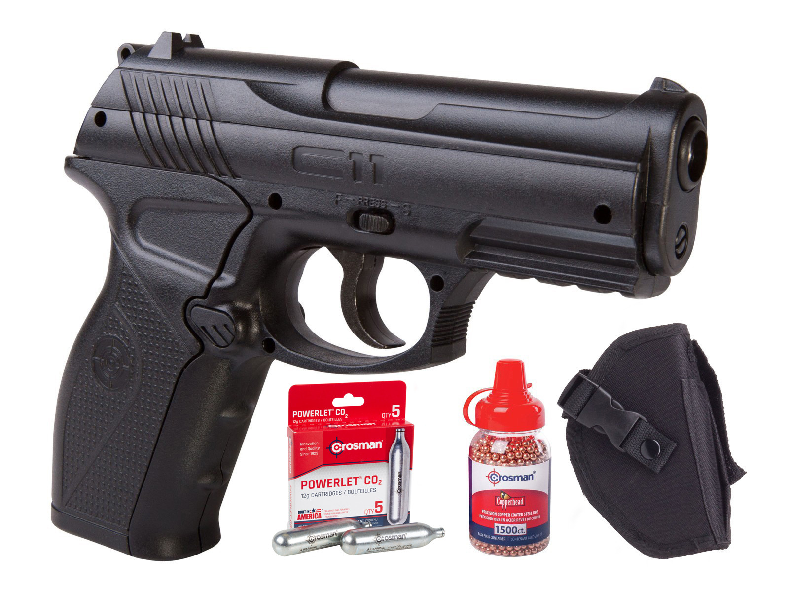 Crosman C11 Semi-Auto Air Pistol CO2 BB Kit 0.177