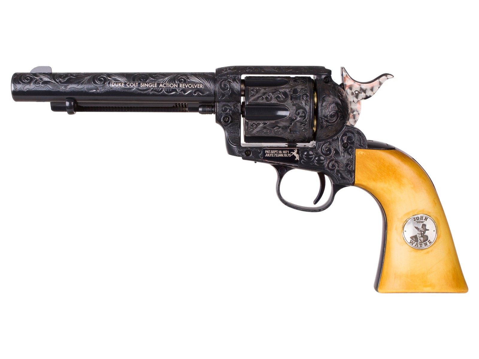 Engraved Duke Colt CO2 Pellet Revolver, Blued