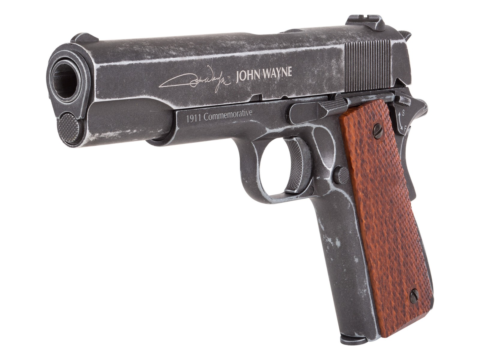 John Wayne 1911 Metal CO2 BB Pistol, Brown Grips 0.177