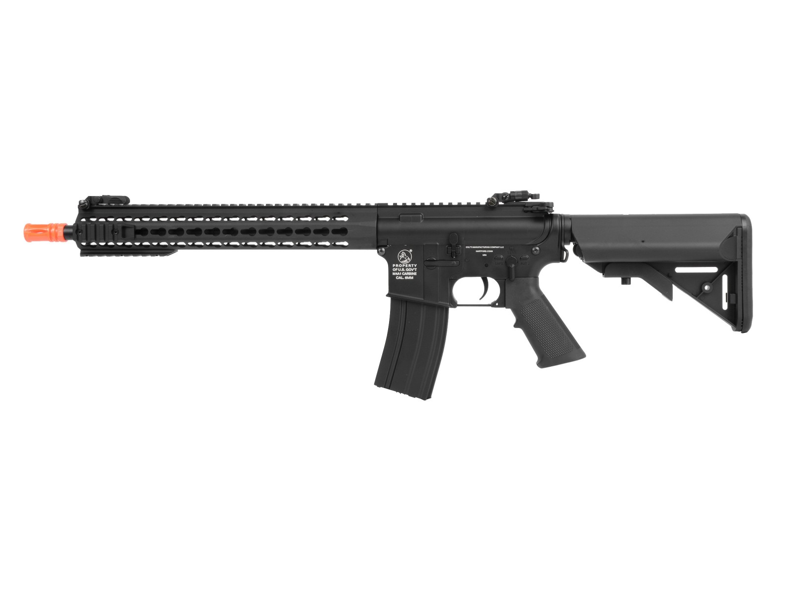 Colt M4A1 Long Keymod Full Metal AEG Rifle, Black 6mm