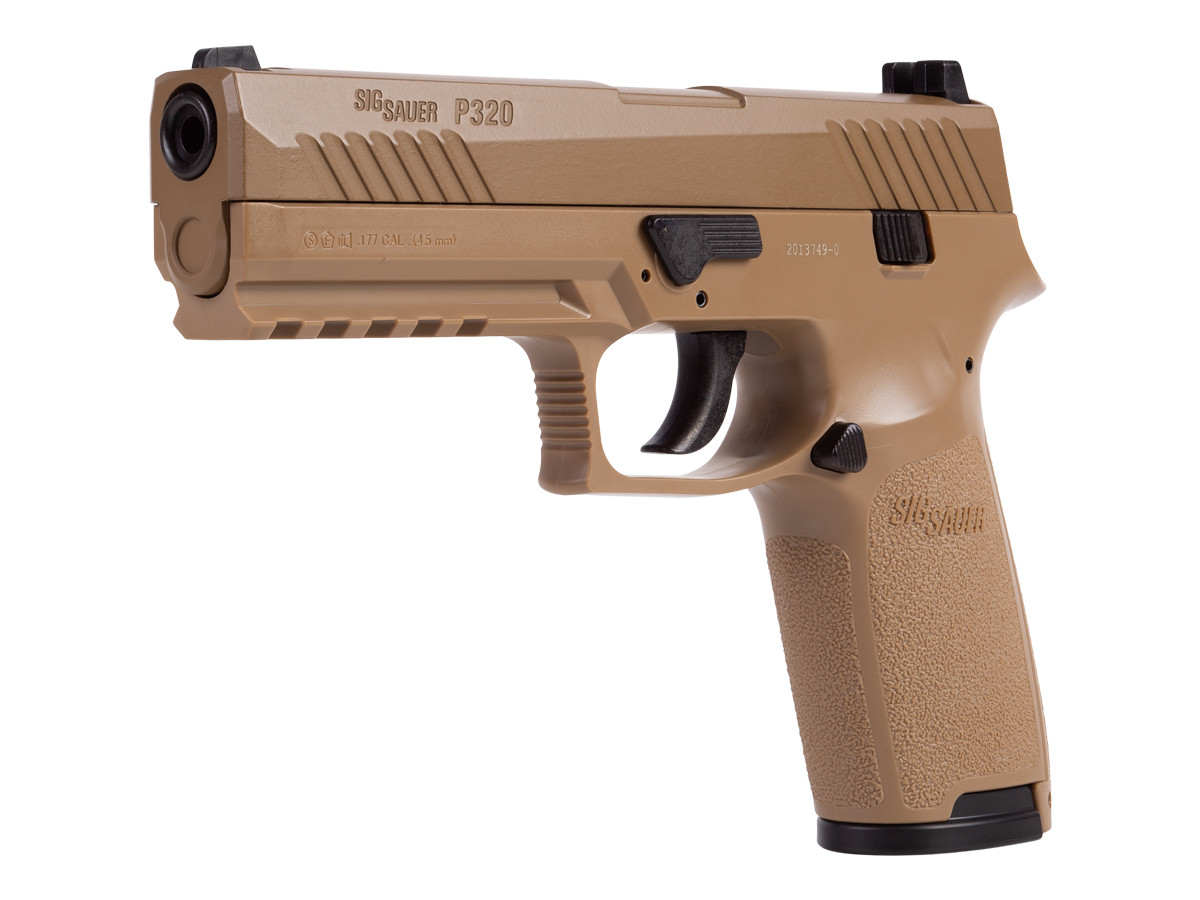 SIG Sauer P320 CO2 Pistol, Metal Slide, Coyote Tan 0.177