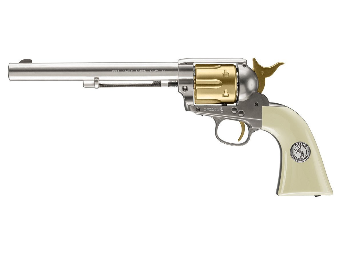 Colt Peacemaker 7.5" CO2 Pellet Revolver, Nickel Gold