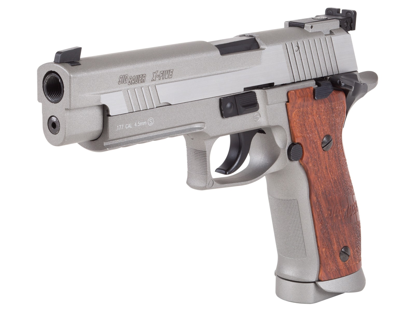 SIG Sauer P226 X-Five .177 CO2 Pistol, Silver/Wood Grips