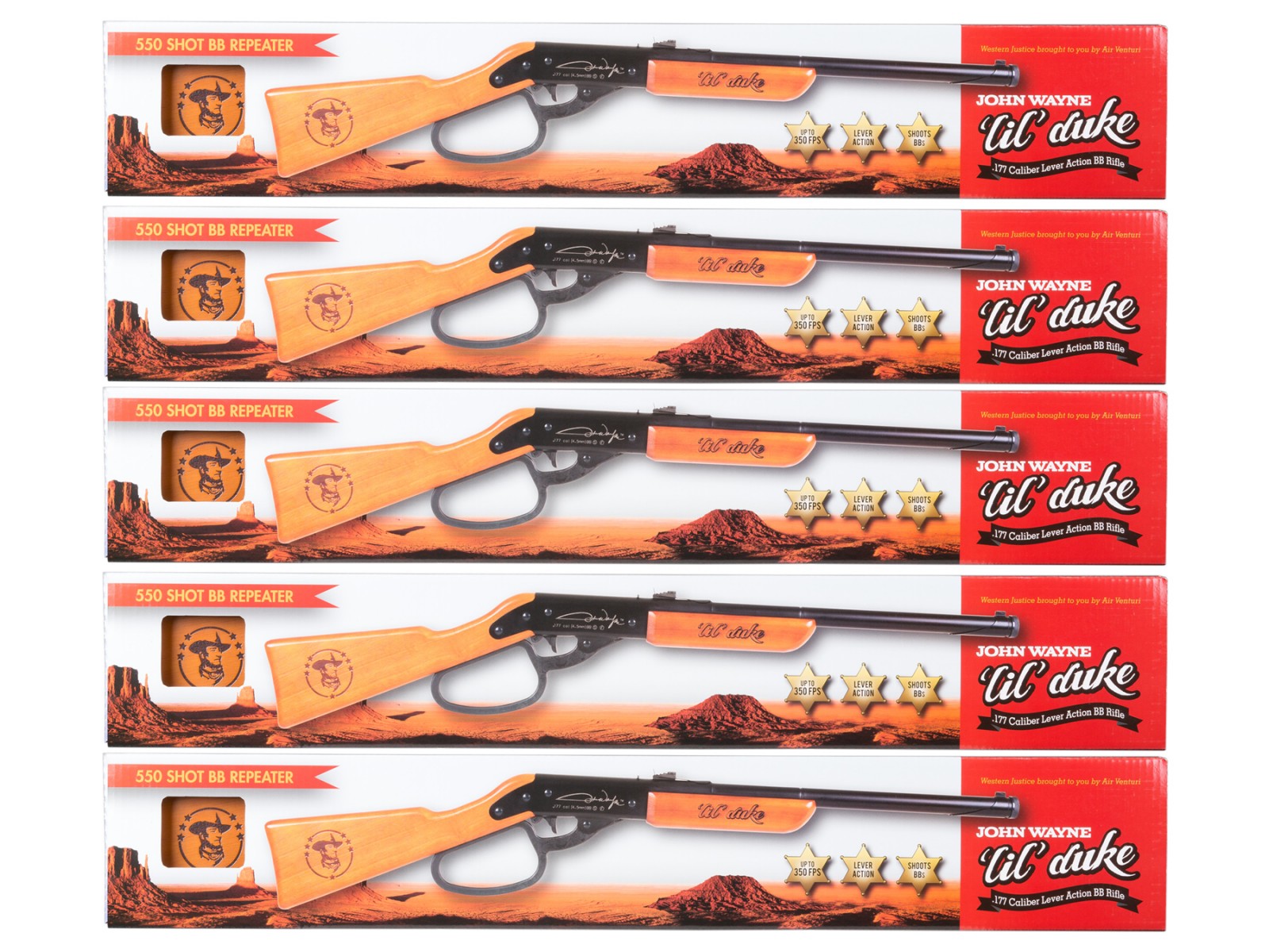 John Wayne Lil Duke BB Gun Rifle, 5ct 0.177