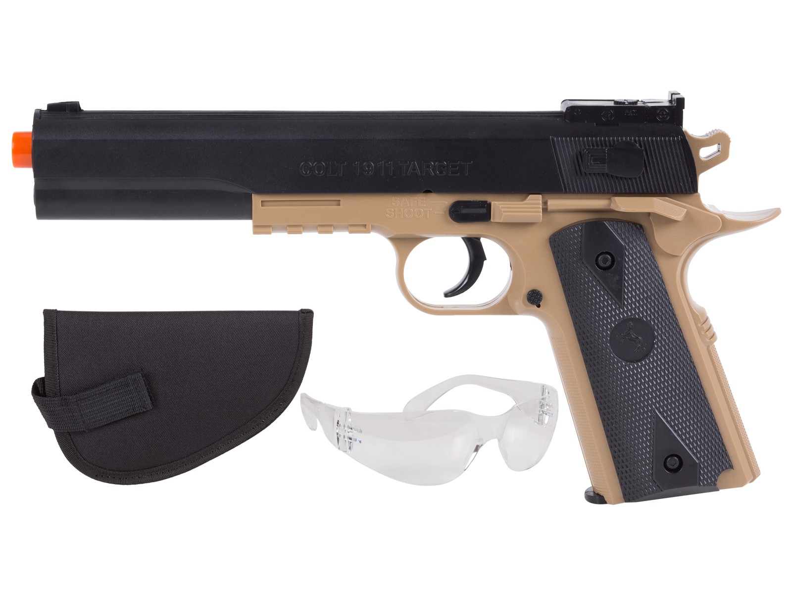 Colt 1911 Spring Airsoft Kit,  Black & Tan 6mm