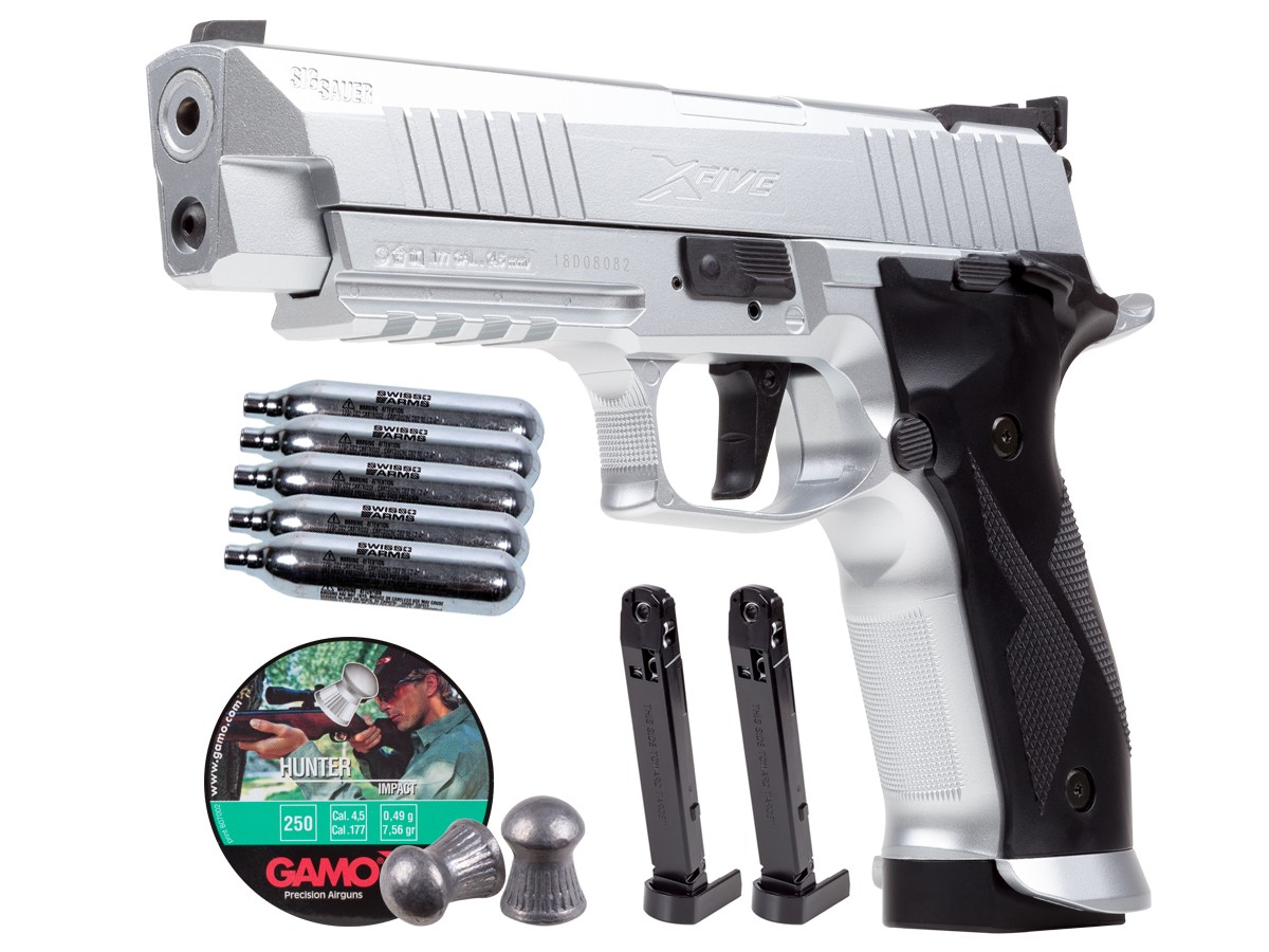 Sig Sauer X-Five ASP CO2 Pellet Pistol, Silver Kit
