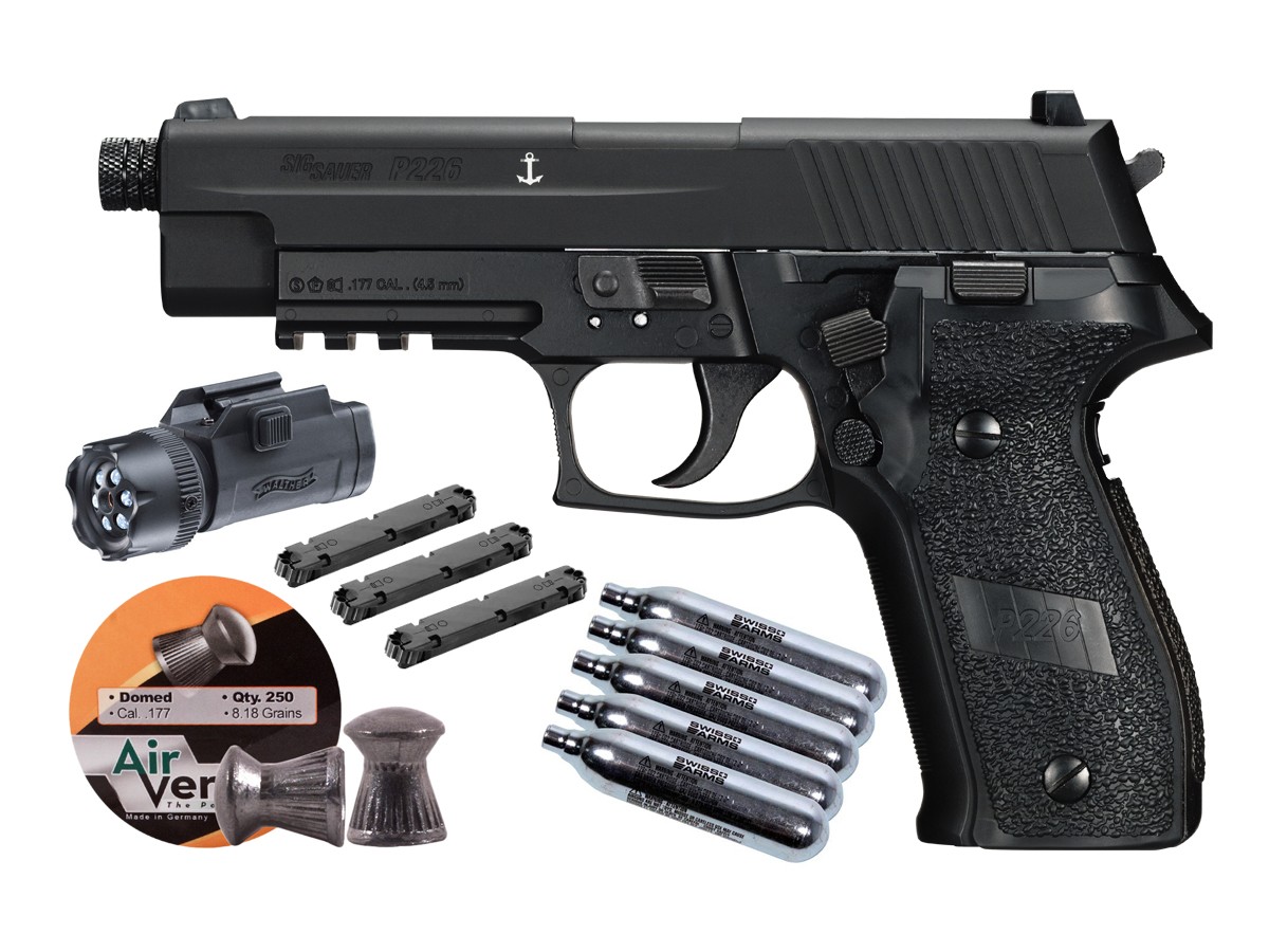 SIG Sauer P226 CO2 Pellet Pistol Flashlight Kit, Black