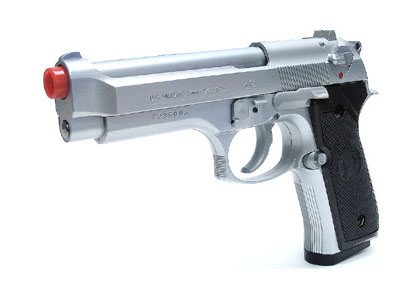 UHC 92 Airsoft Spring Pistol, Silver w/Black Grips