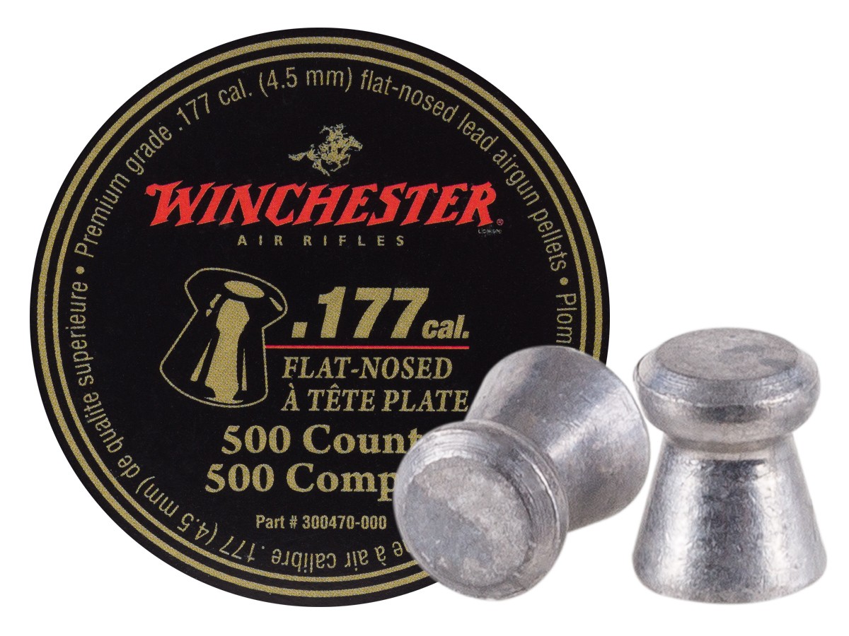 Winchester .177 Cal Pellets, 9.71 Grains, Flat Nose, 500ct 0.177