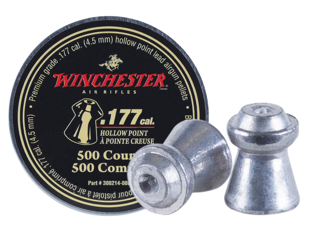 Winchester .177 Cal Pellets, Hollowpoint, 9.75 Grains, 500ct 0.177