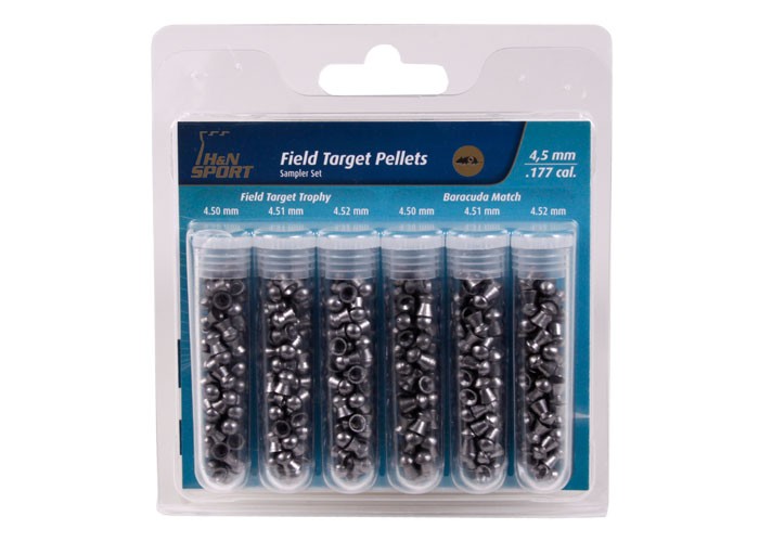 H&N Field Target Sampler Pack, .177 Cal, Baracuda Match & Field Target Trophy Pellets, Domed (6 Head Sizes), 240ct