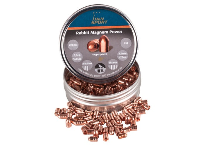 H&N Rabbit Magnum Power, .177 Cal, 16.05 Grains, Round Nose, Copper-Coated, 200ct