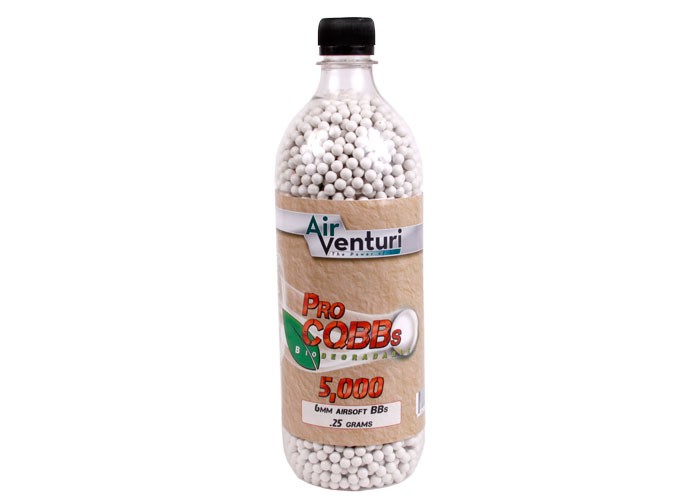 Air Venturi Pro CQBBs 6mm Biodegradable Airsoft BBs, 0.25g, 5,000 Rds, White