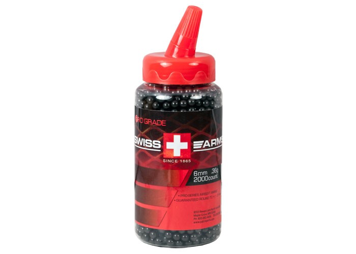 Swiss Arms 6mm Airsoft BBs, 0.36g, 2,000 Rds, Black 6mm