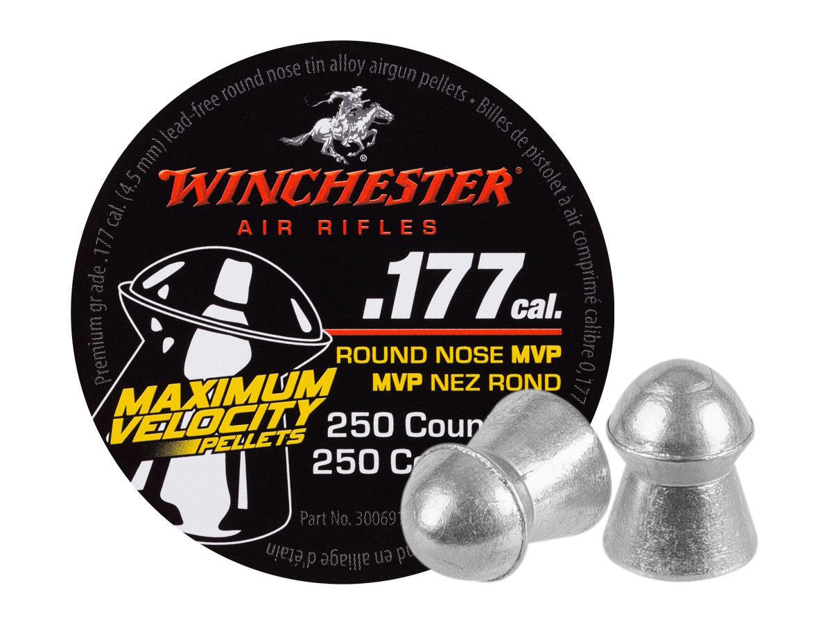 Winchester Maximum Velocity Pellets, .177 Cal, 4.32 Grains, Domed, Lead-Free, 250ct