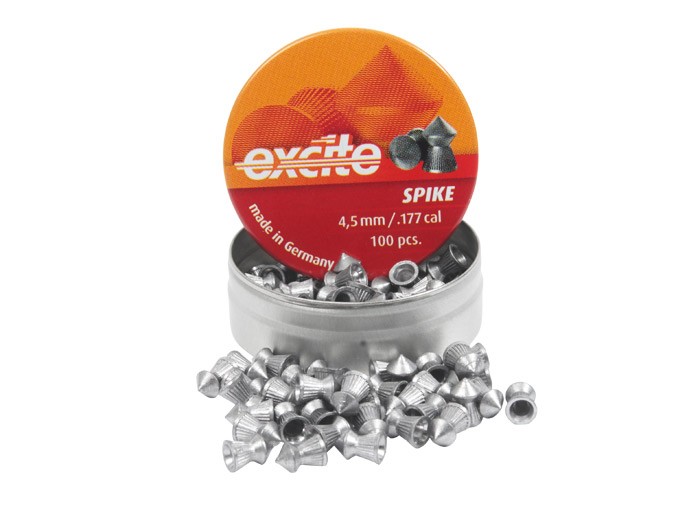H&N Excite Spike Pellets, .177 Cal, 8.64 Grains, Pointed, 100ct