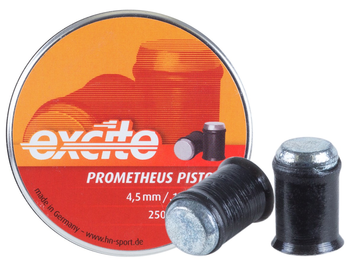 H&N Excite Prometheus Pistol Pellets, .177 Cal, 4.5 Grains, Wadcutter, Lead-Free, 250ct