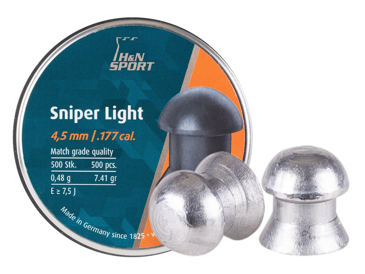 H&N Sniper Light Pellets, .177 Cal, 7.40 Grains, Domed, 500ct