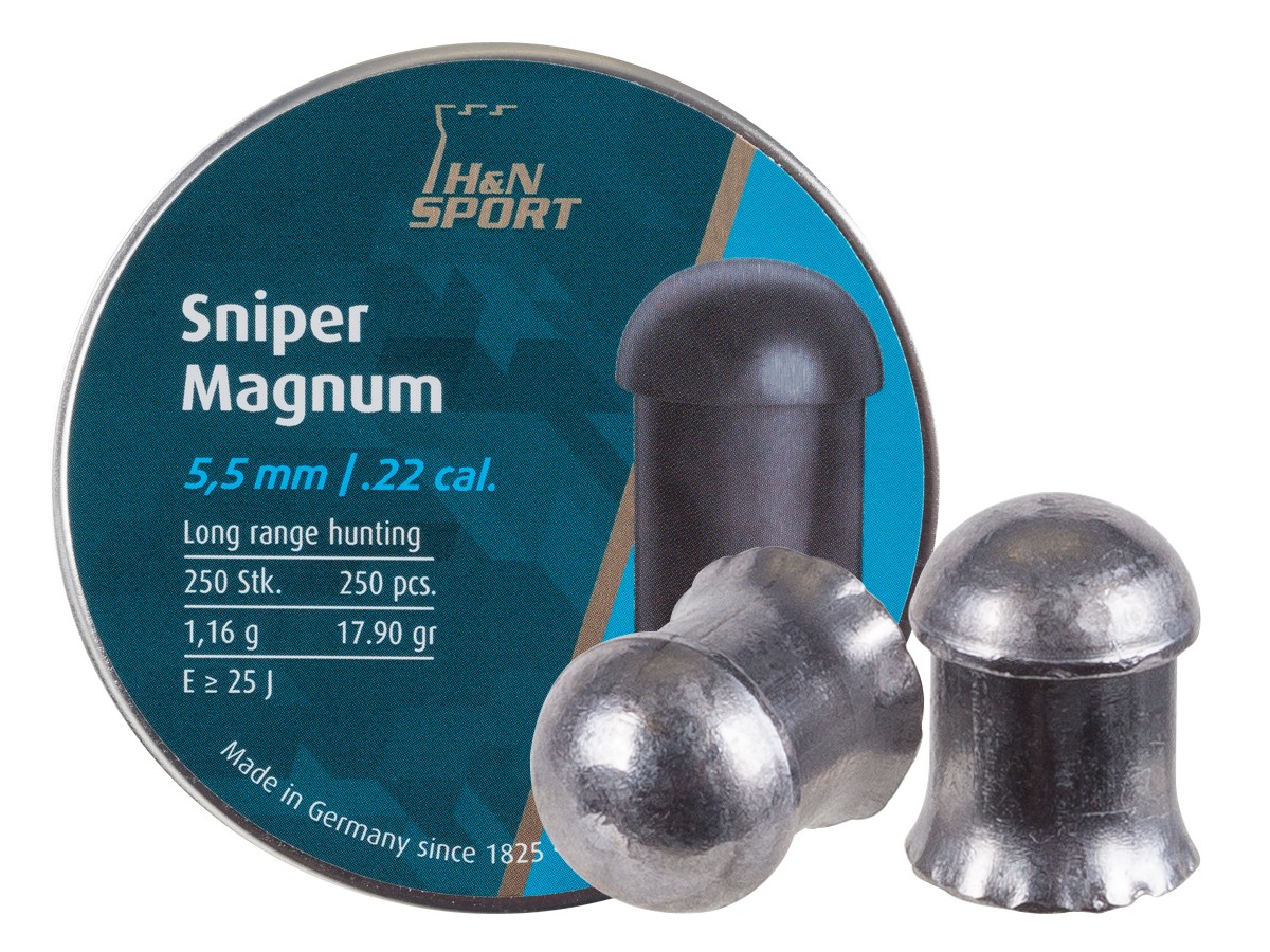 H&N Sniper Magnum Pellets, .22 Cal, 17.9 Grains, Domed, 250ct