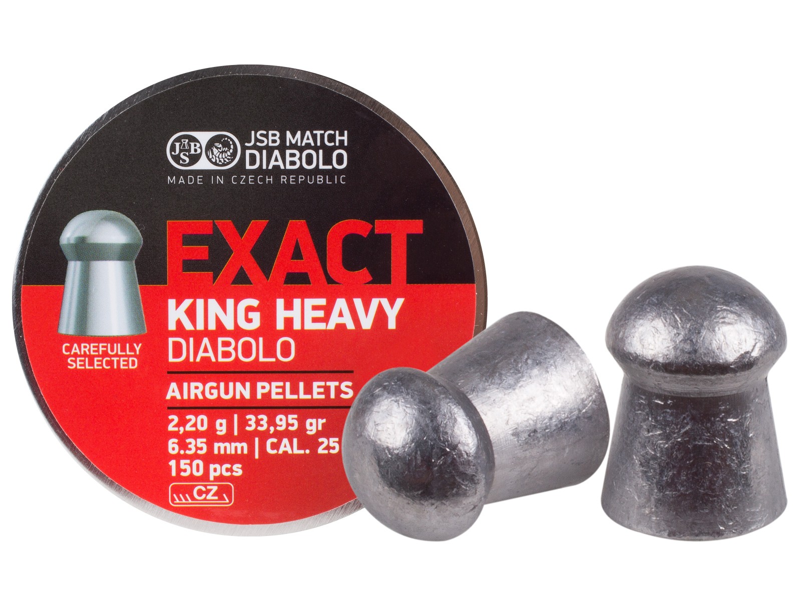 JSB Match Diabolo Exact King MKII Heavy .25 Cal, 33.95 Grains, Domed, 150ct