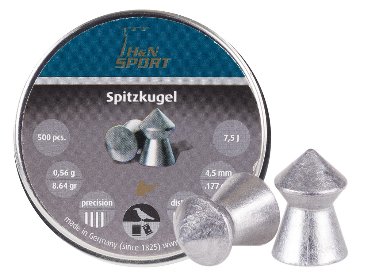 H&N Spitzkugel .177 Cal, 8.64 Grains, Pointed, 500ct