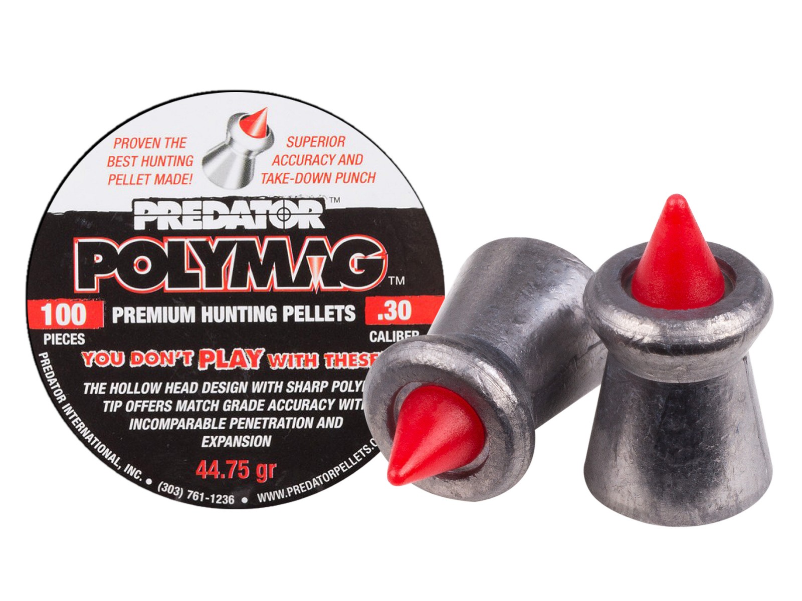 Predator Polymag .30 Cal, 44.75  Grains, Pointed, 100ct 0.30