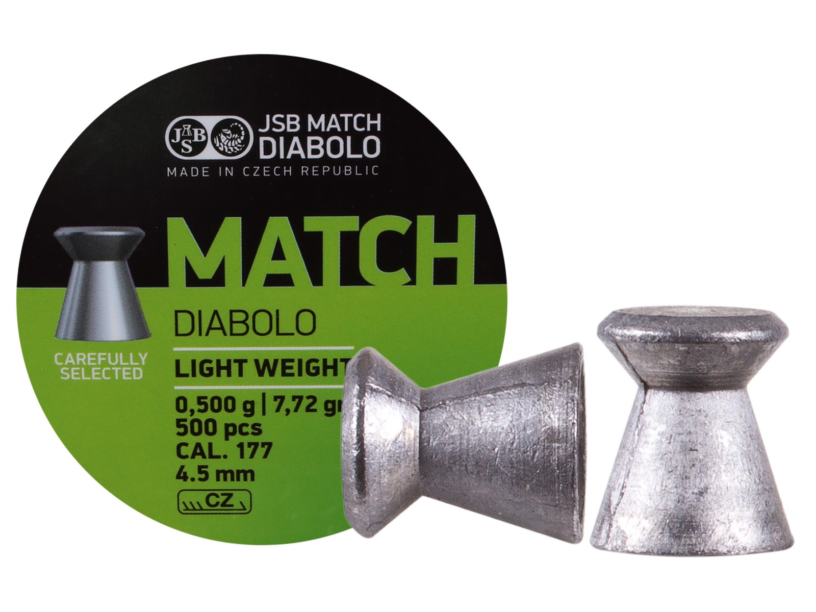 JSB Green Match Light Weight .177 Cal, 7.72 Grains, Wadcutter, 500ct 0.177
