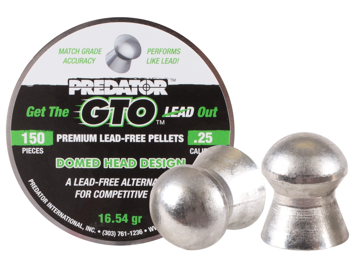 Predator GTO .25 Cal, 16.54 Grains, Domed, Lead-Free, 150ct 0.25