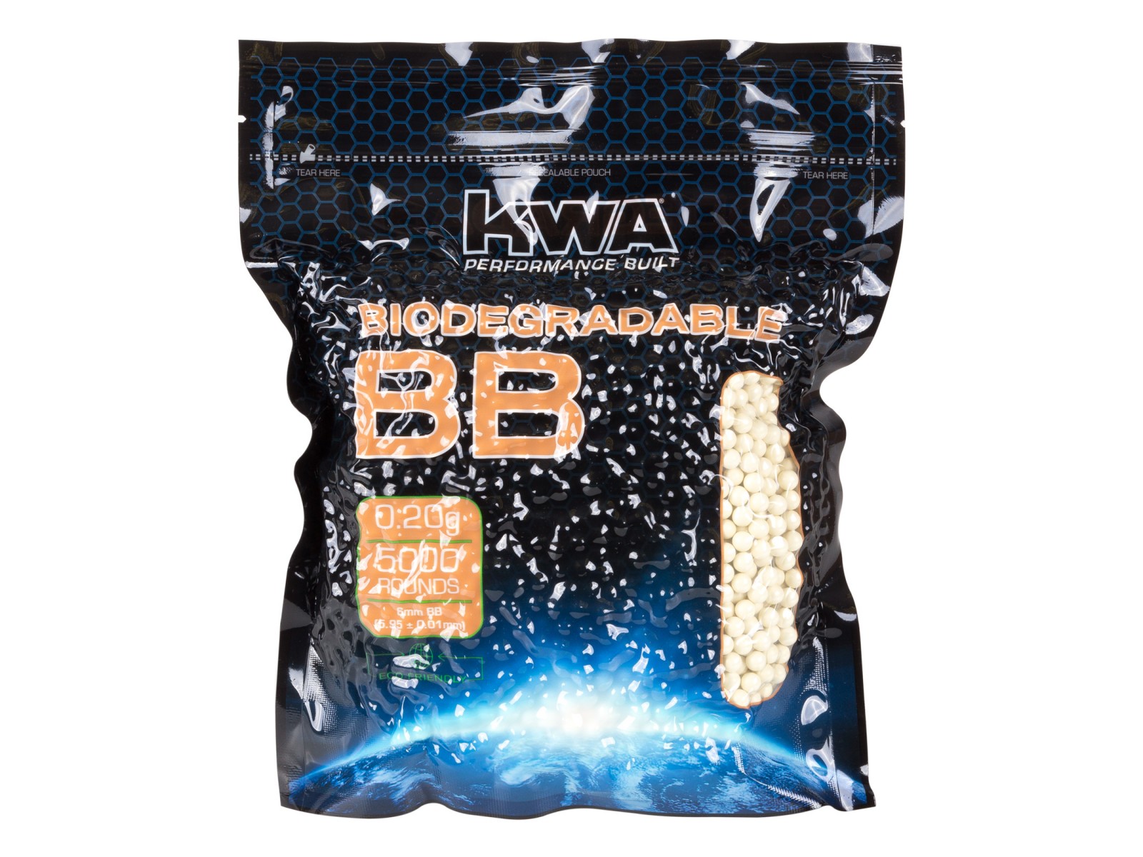 KWA Biodegradable Airsoft BBs, 0.20g, White, 5,000 Rds 6mm