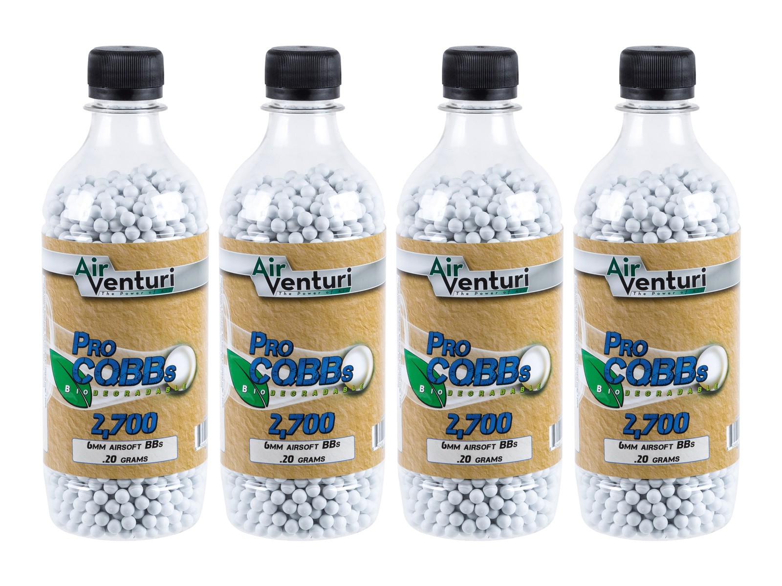 Air Venturi Pro CQBBs 6mm biodegradable airsoft BBs, 0.20g, 10,800 rds, white 6mm