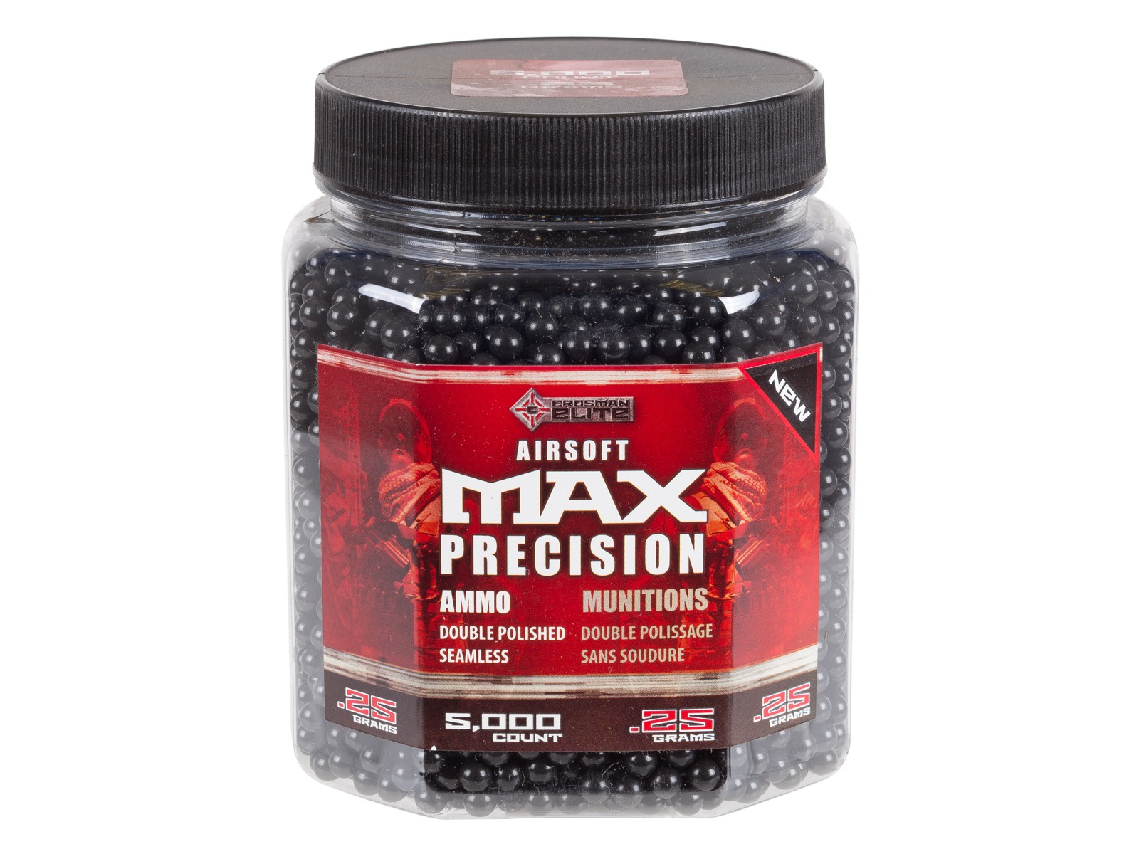 Crosman Max Precision 6mm Plastic Airsoft BBs, 0.25g, 5,000rds, Black