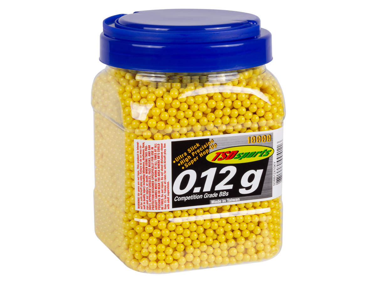 TSD Sports 6mm Plastic Airsoft BBs, 0.12g, 10,000 rds, Yellow