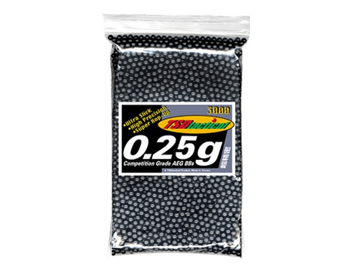 TSD Tactical Precision 6mm plastic Airsoft BBs, 0.25g, 3,000 rds, black