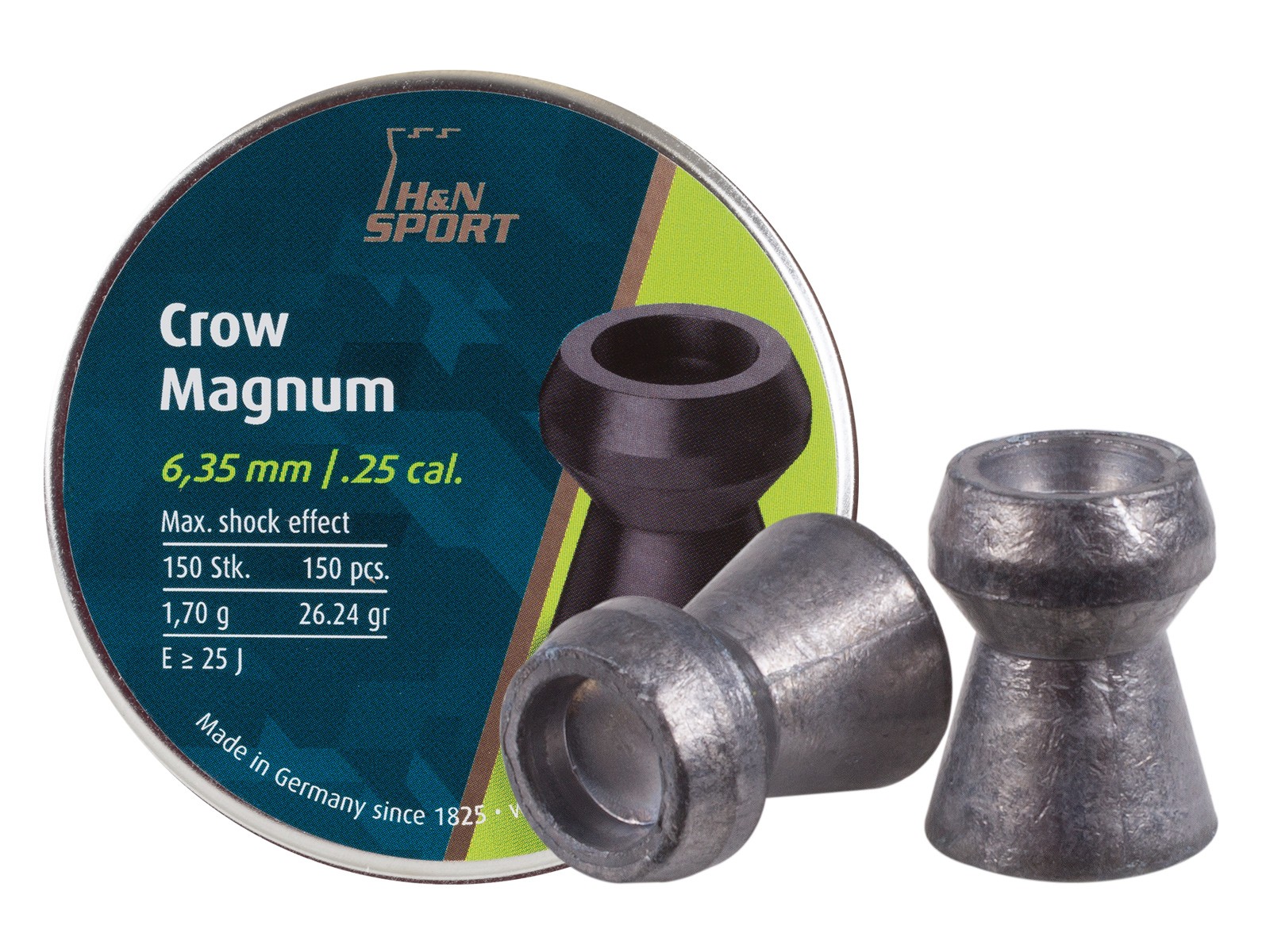 H&N Crow Magnum .25 Cal, 26.23 Grains, Hollowpoint, 150ct 0.25