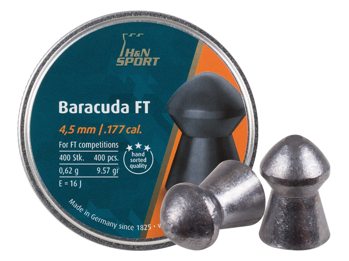 H&N Baracuda FT .177 Cal, 4.50mm, 9.57 Grains, Round Nose, 400ct