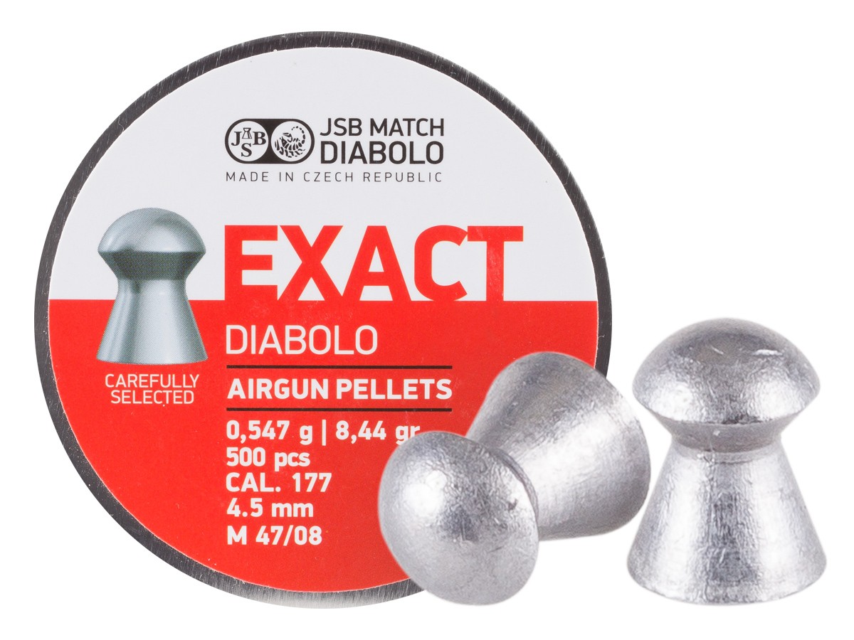 JSB Match Diabolo Exact .177 Cal, 8.44 Grains, Domed, 500ct, 4.53mm 0.177