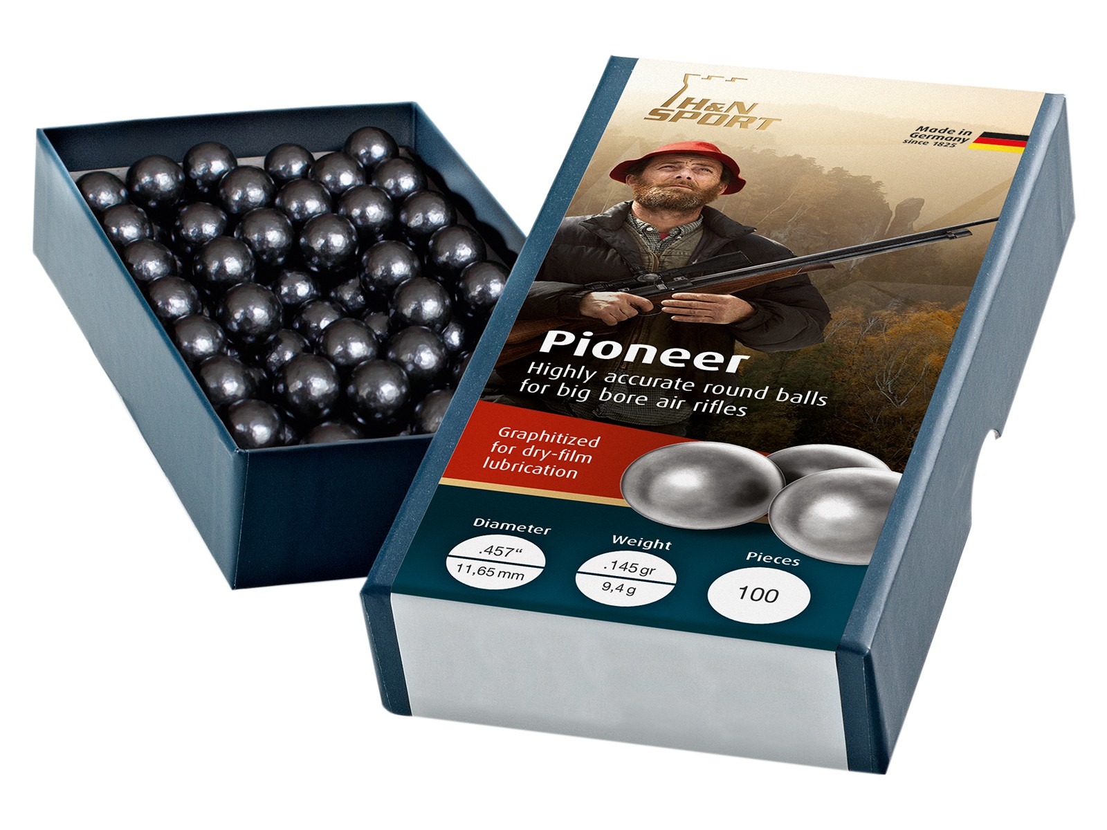 H&N Pioneer .457 Round Ball Ammo, 145 Grains, 100ct