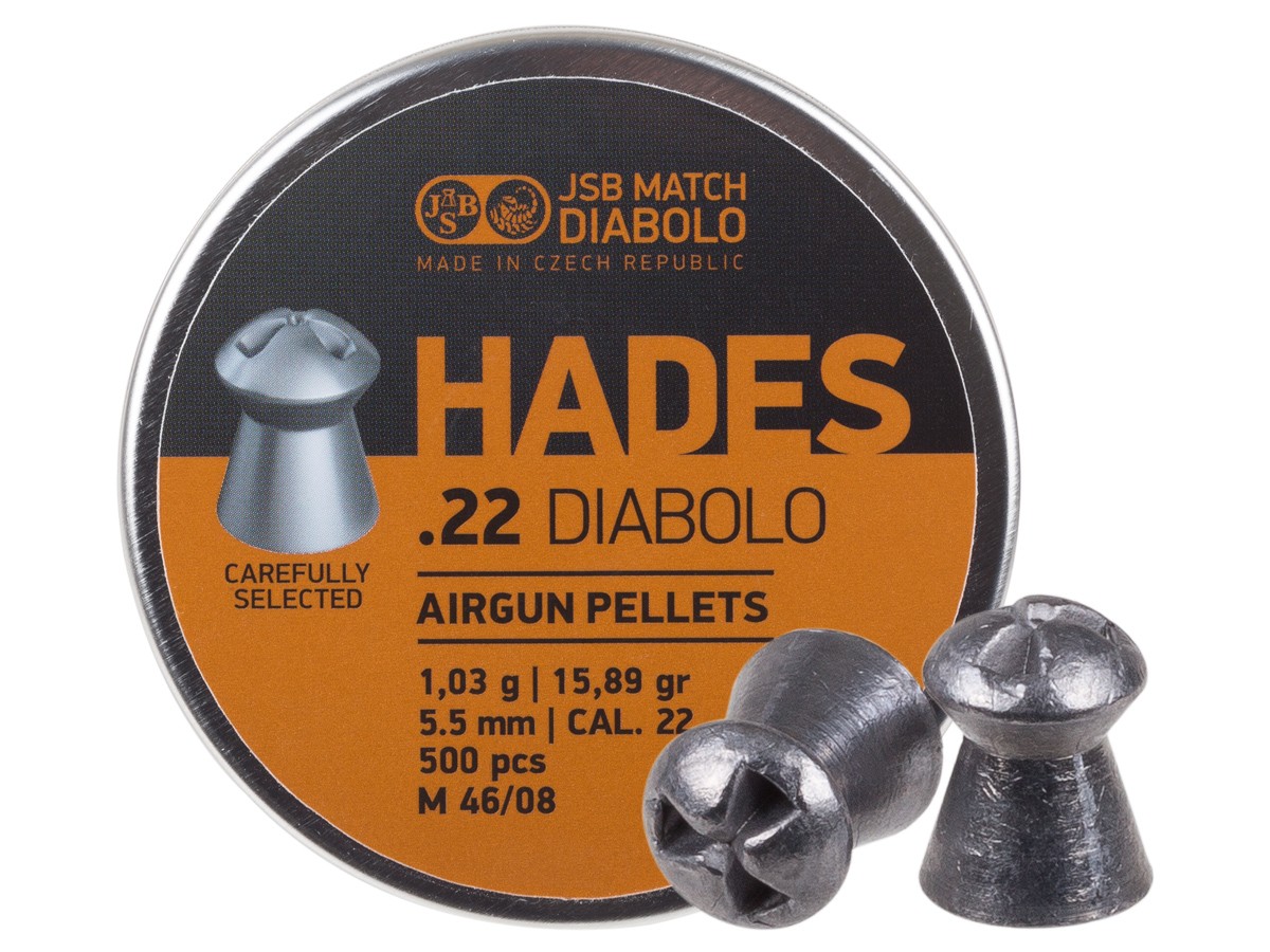 JSB Match Diabolo Hades .22 Cal, 15.89 Grain, Hollowpoint, 500 Count 0.22