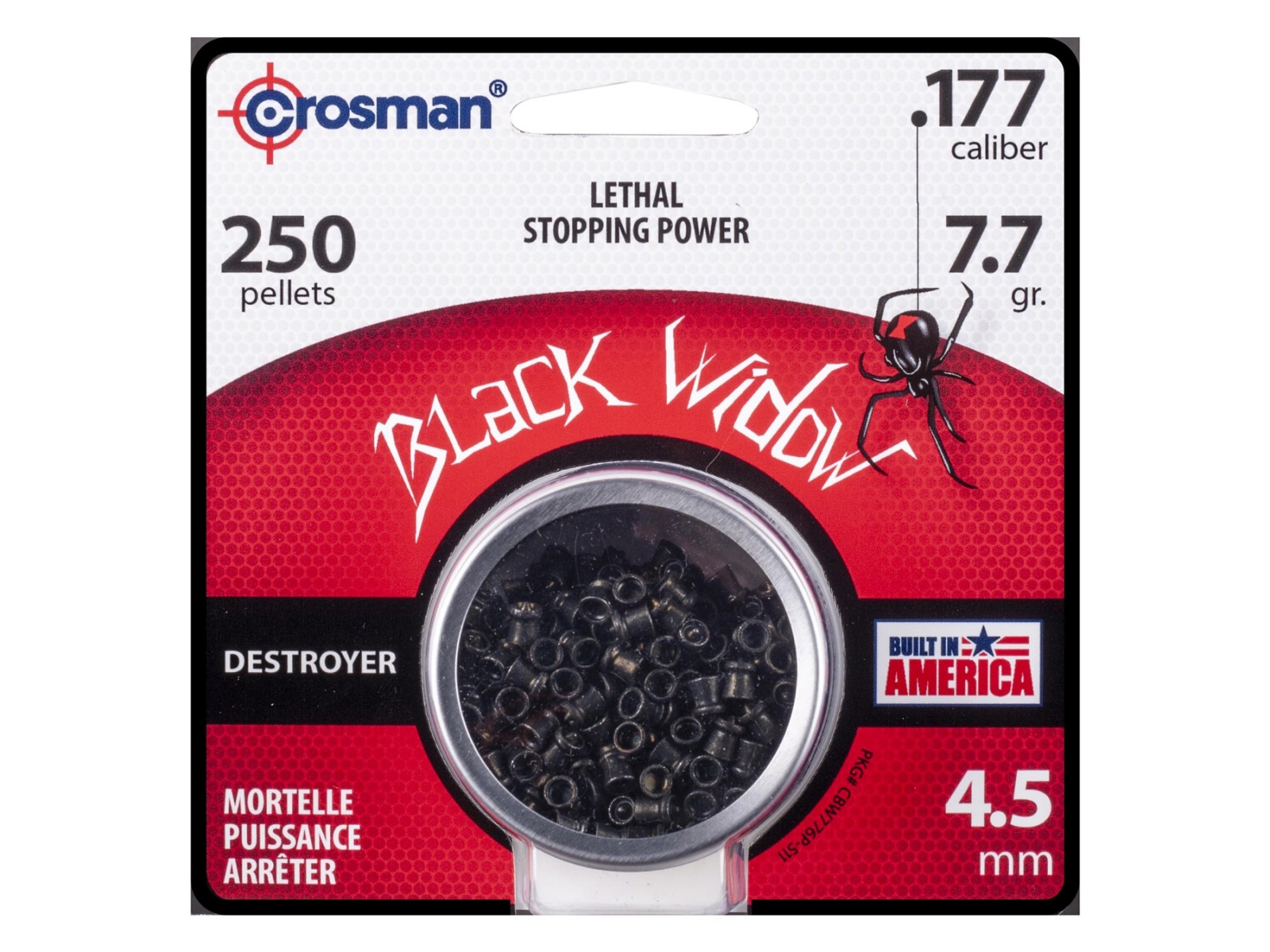 Crosman Black Widow Pellets .177, 250ct, Destroyer 0.177