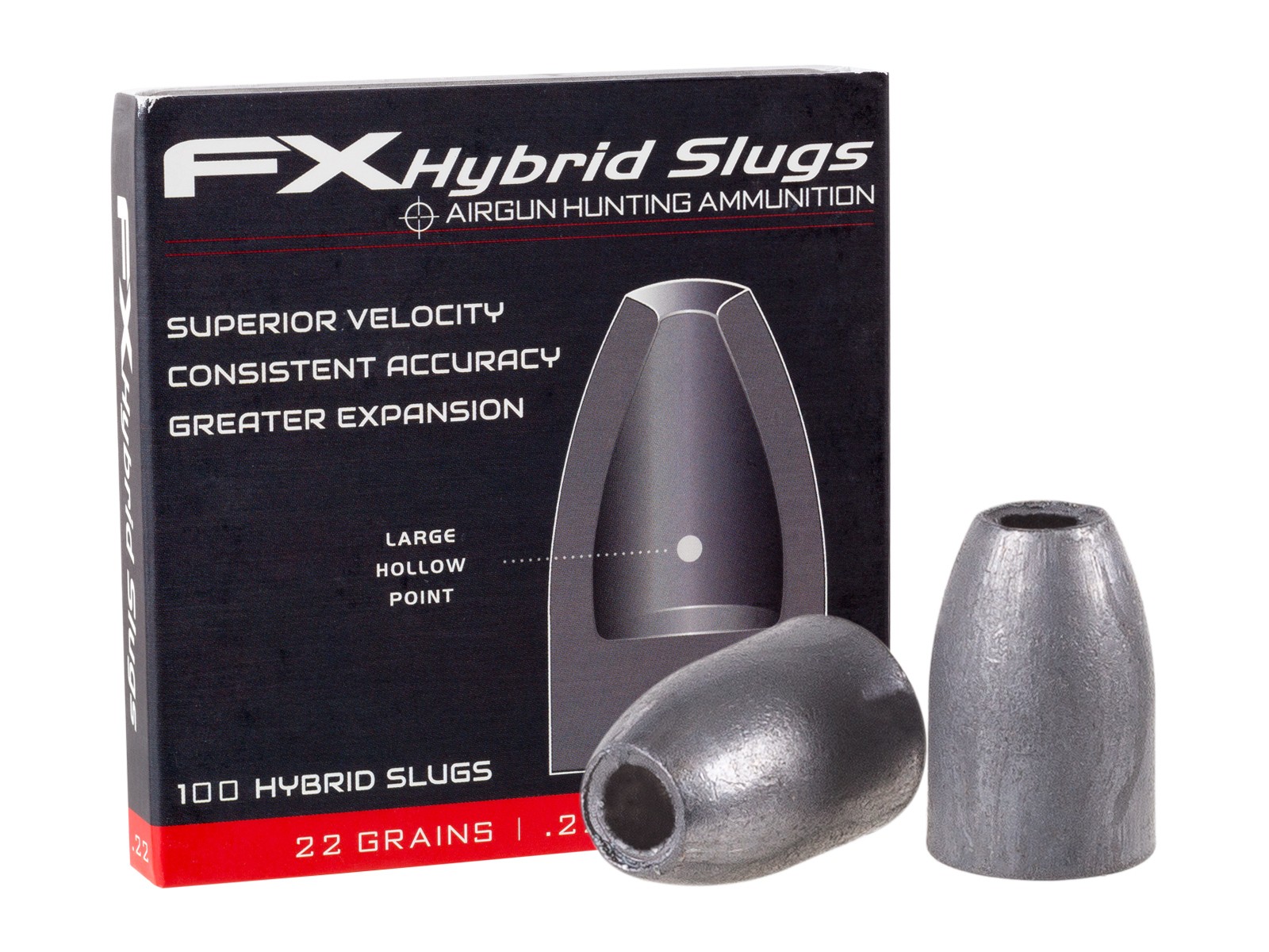 FX Hybrid Slug, .22 Cal, 22.0 Grains, Hollowpoint, 100ct 0.22