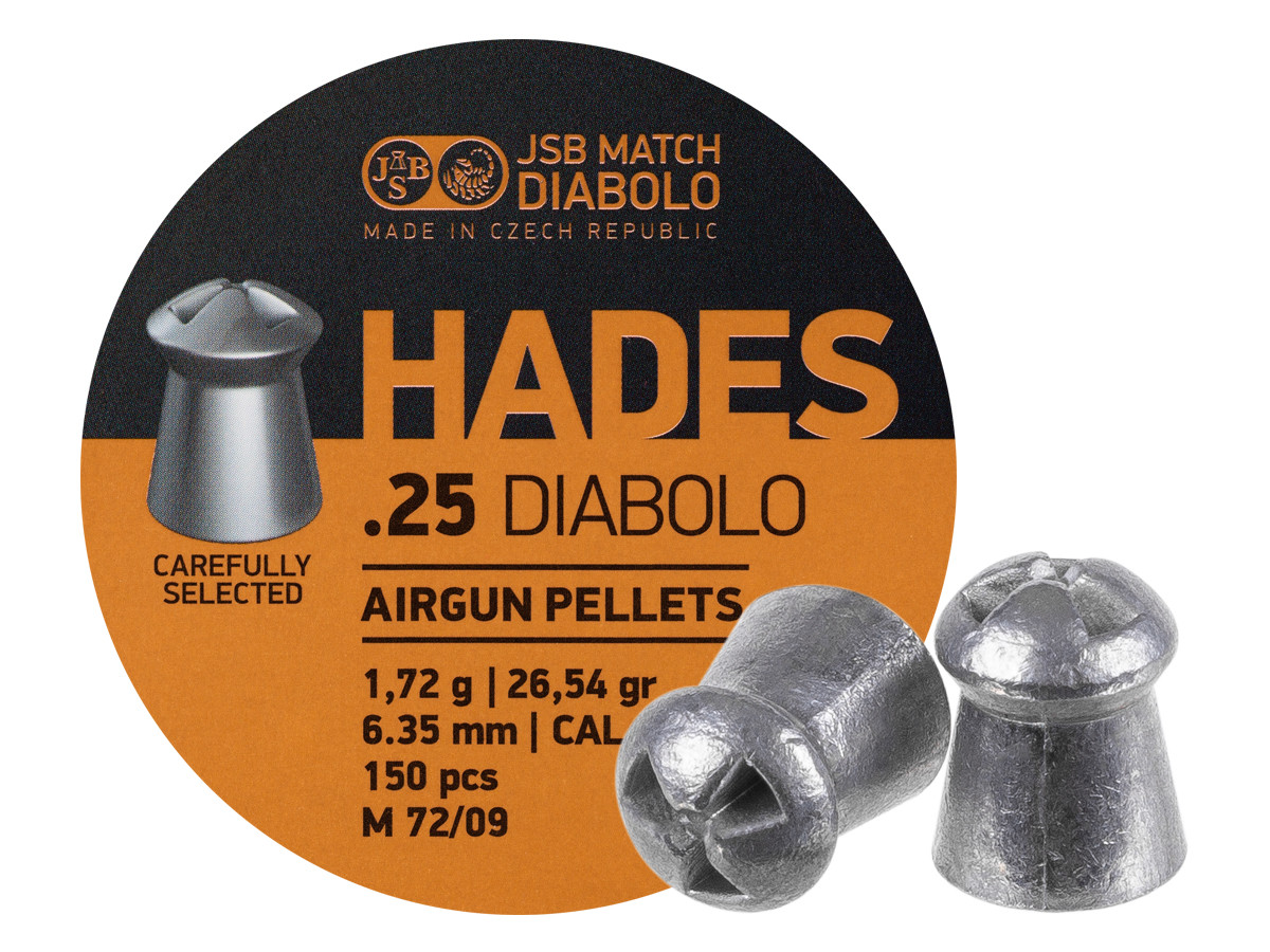 JSB Match Diabolo Hades, .25 Cal, 26.54gr, Pointed 150 Ct 0.25