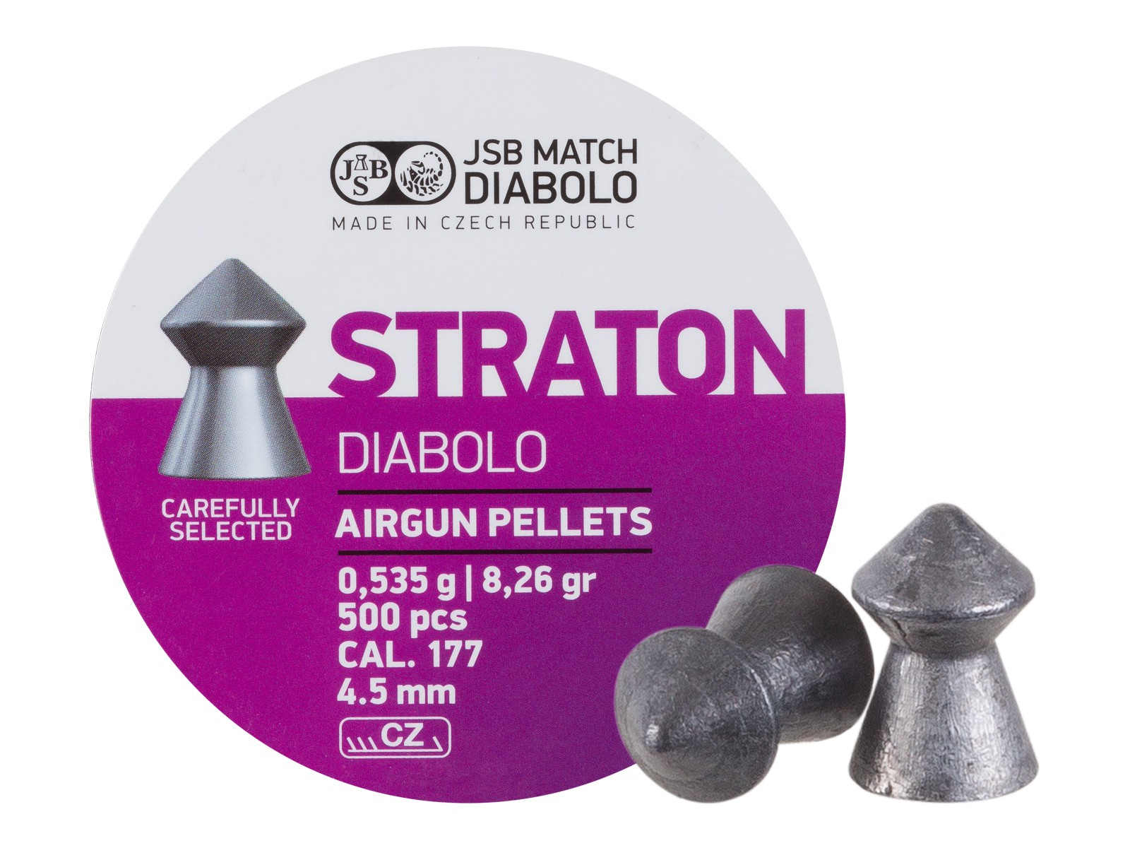 JSB Straton .177 Diabolo, 8.26gr, Pointed 500 ct 0.177