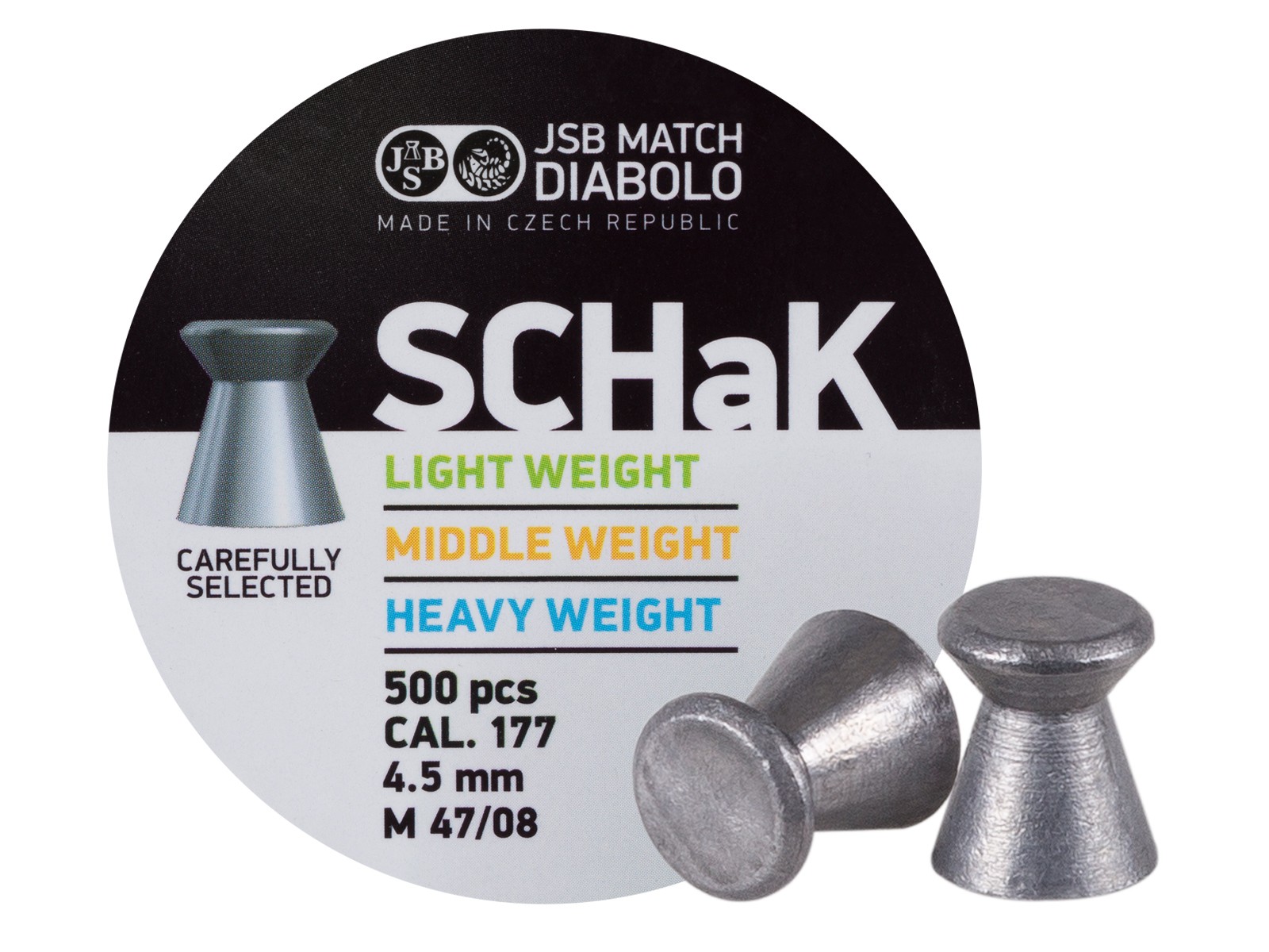 JSB Schak .177, Middle Weight, 8.02 Grains, Wadcutter, 500 ct