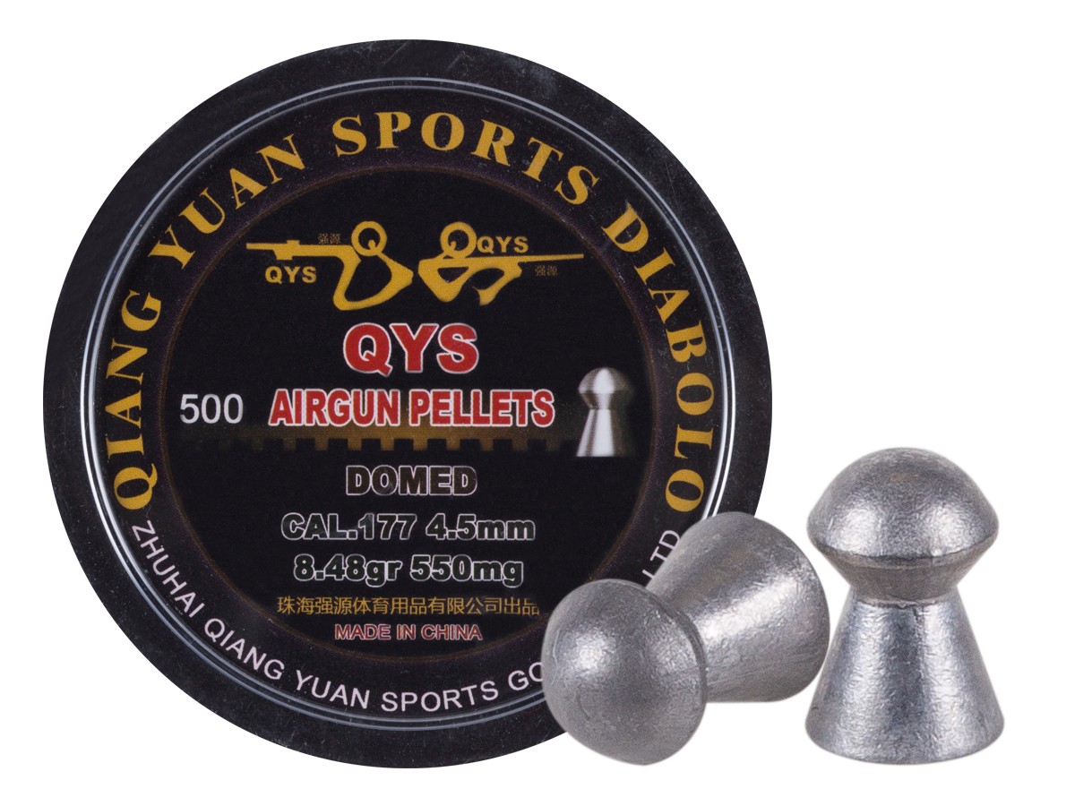 Qiang Yuan Airgun Pellets, .177, 8.48 Grains, Domed, 500ct 0.177