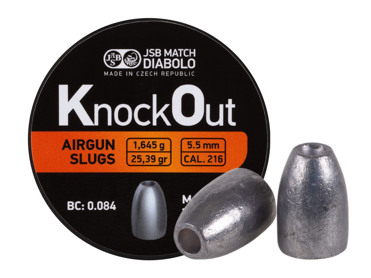 JSB KnockOut Slugs .216 Cal, 25.39gr, Hollowpoint, 200ct 0.22