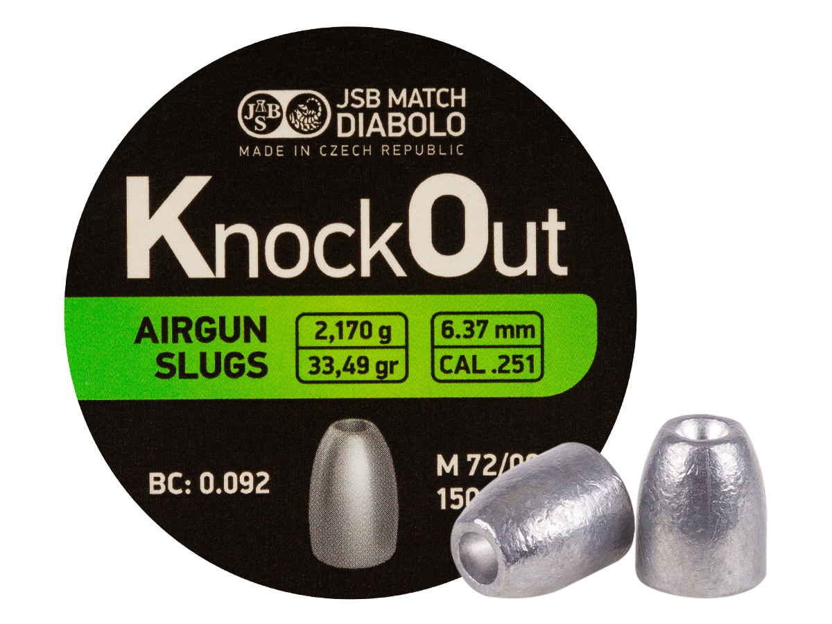 JSB KnockOut Slugs .251 Cal, 33.49gr, Hollowpoint, 150ct