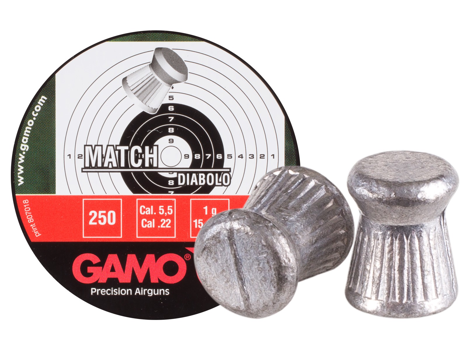 Gamo Match .22 Cal, 15.43 Grains, Wadcutter, 250ct