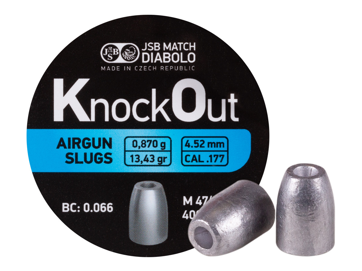 JSB KnockOut Slugs .177 Cal, 13.43gr, Hollowpoint, 400ct 0.177