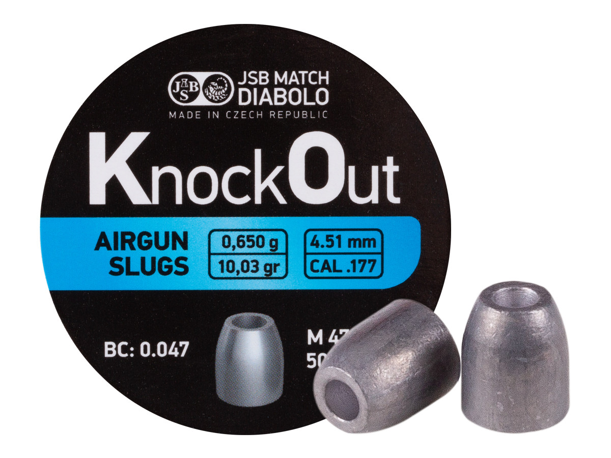 JSB KnockOut Slugs .177 Cal, 10.03gr, Hollowpoint, 500ct 0.177