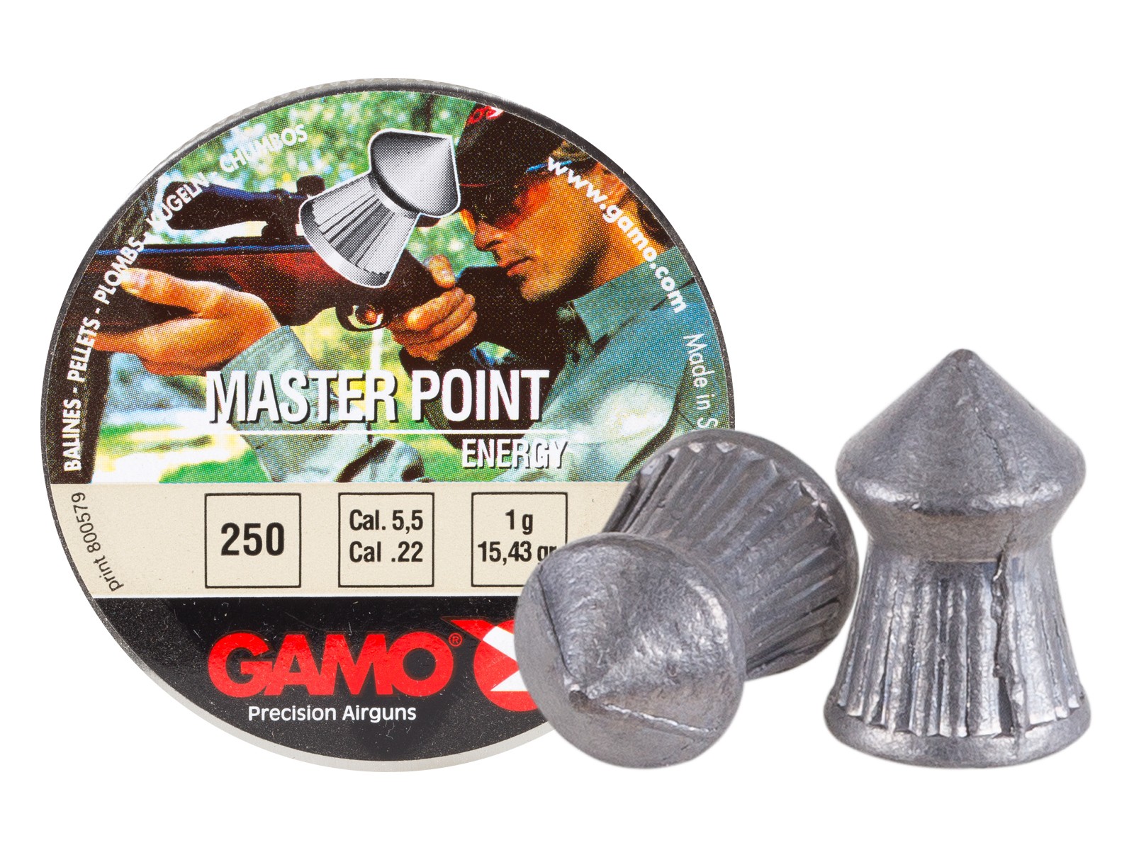 Gamo Master Point .22 Cal, 15.43 Grains, Pointed, 250ct 0.22